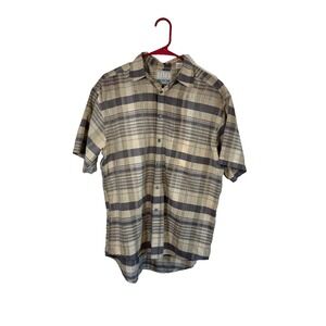 Levi's Shirt‎ Mens Medium Multicolor Plaid Cotton Logo Pleated Casual Button Up
